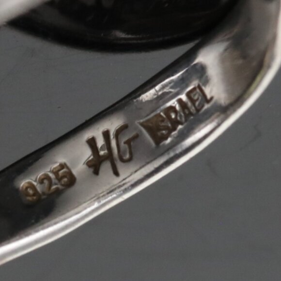 Hagit Gorali 925 Pearl and Peridot Silver Swirl Ring, 8.8gr, sz 7 - Picture 5 of 6